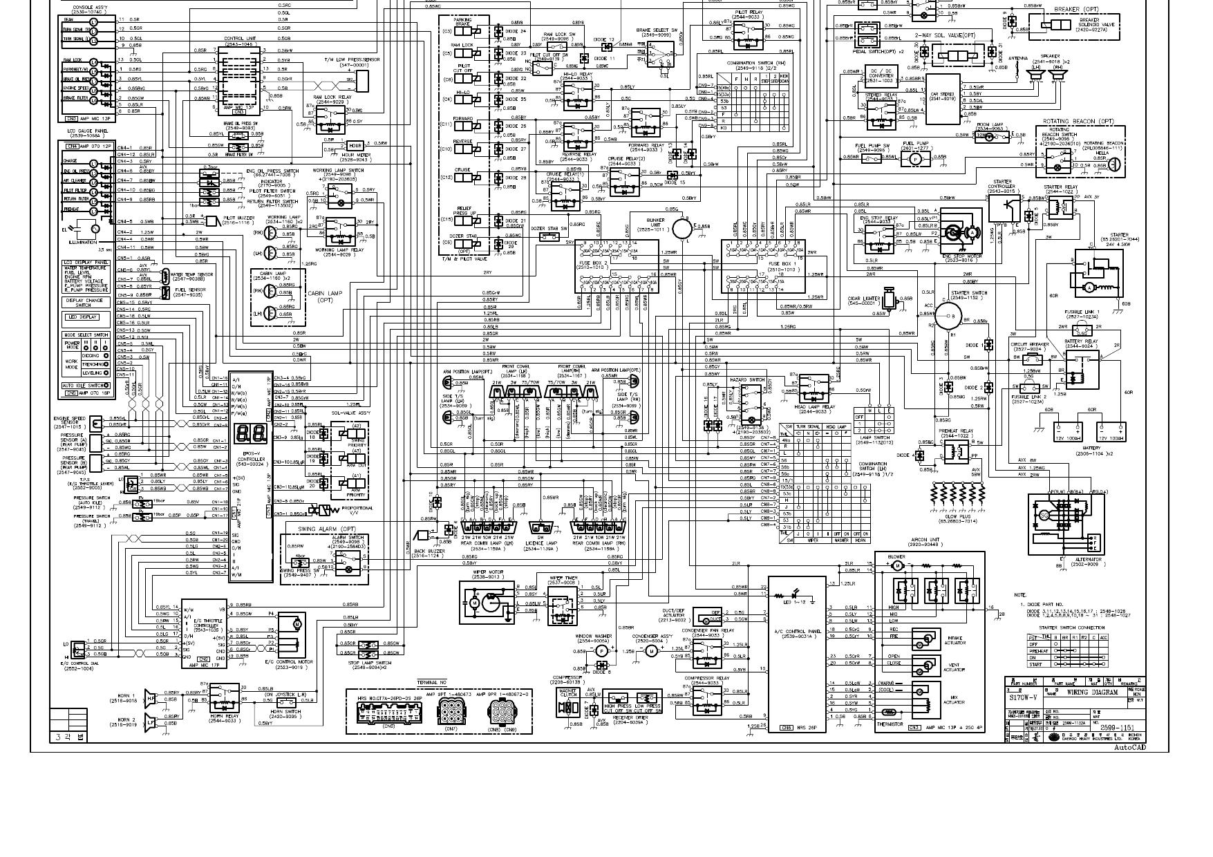 S170w-v ELECTRICAL CIRCUIT DIAGRAM Schematic Daewoo Doosan